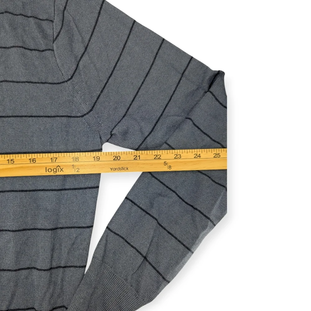 J.Crew Marina Wool Striped blue Base Layer lightweight sweater Men's Size Medium